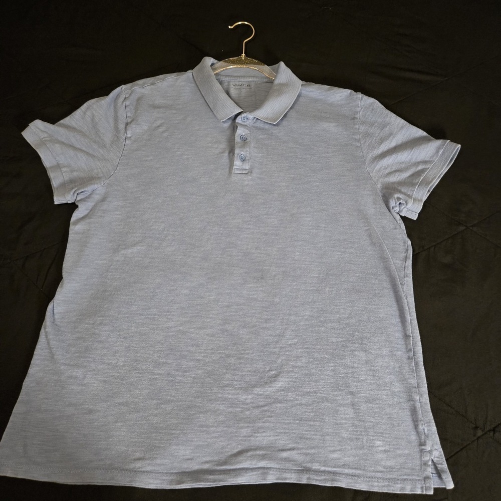Vince Shirt Mens Large Blue 100% Cotton Short Sleeve Polo Jersey Casual